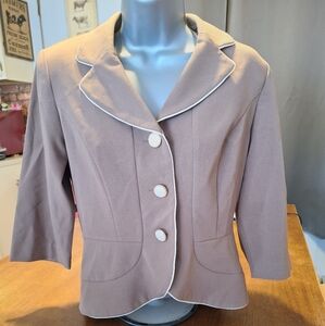 Danny & Nicole Beige Blazer with White Piping